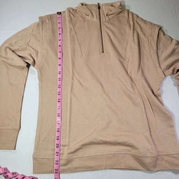Laurie Felt LA Tan Women Half-Zip Cotton Bambo Blend Pullover Sweatshirt Size XS - Picture 3 of 9